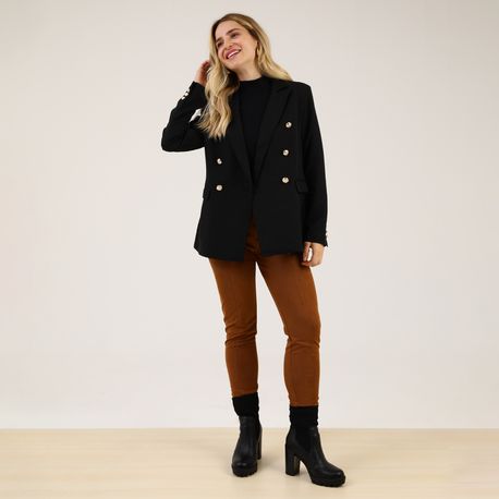 BLAZER ALONGADO BOTAO 410433 PRETO G