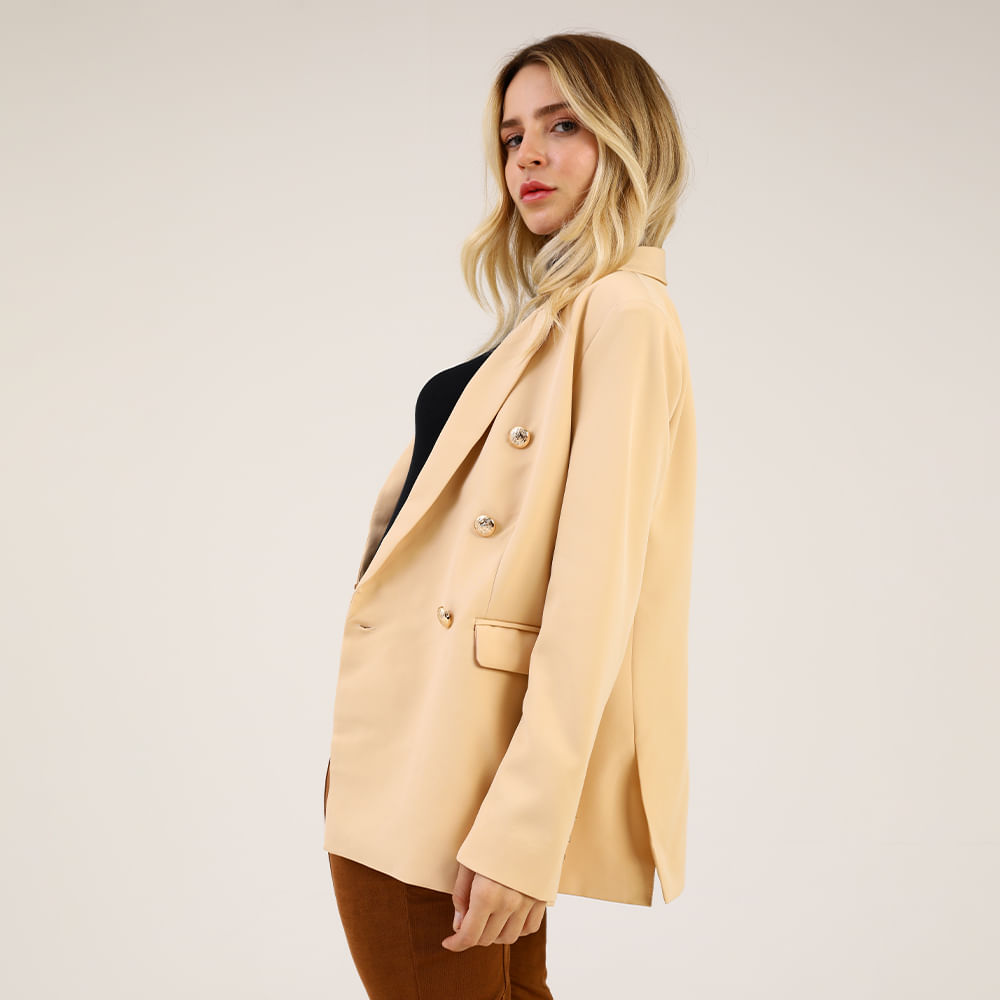 BLAZER ALONGADO BOTAO 410433 BEGE P