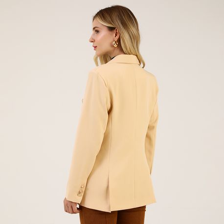 BLAZER ALONGADO BOTAO 410433 BEGE P