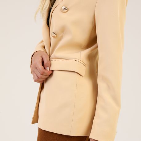 BLAZER ALONGADO BOTAO 410433 BEGE P