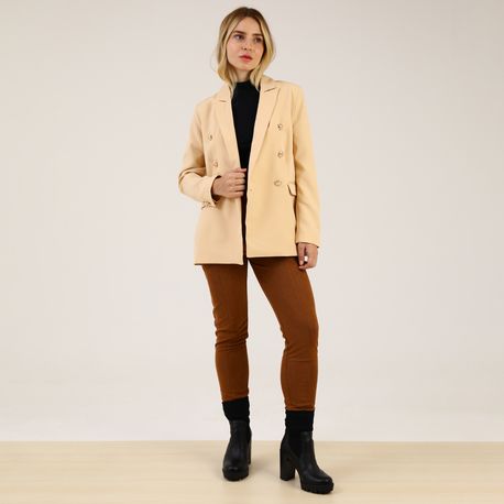 BLAZER ALONGADO BOTAO 410433 BEGE M