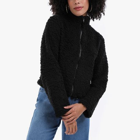 CASACO PELO ZIPER CURTO 702418 PRETO M