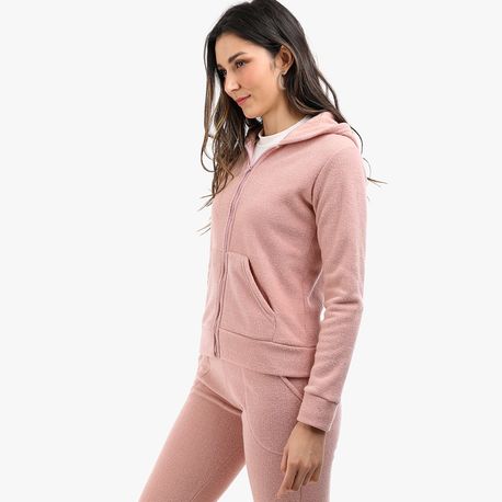 MOLETOM ZIPER CAPUZ BUCLE 2337 ROSE P