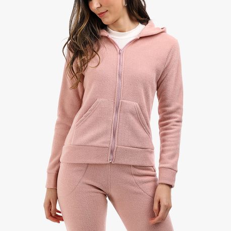 MOLETOM ZIPER CAPUZ BUCLE 2337 ROSE P