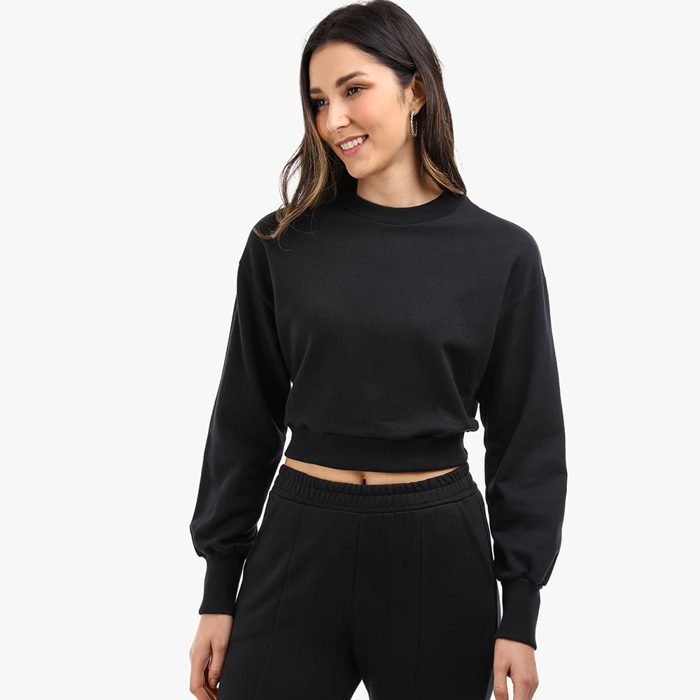 MOLETOM FECHADO CROPPED 83 PRETO P