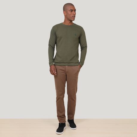 MOLETOM CARECA BASICO  COM BORDADO P6001 MILITAR P