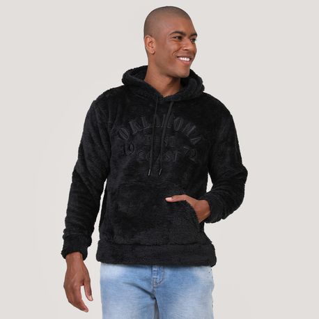 MOLETOM C/ PELOS E BORDADO "OKLAHOMA" BPM-101 PRETO M