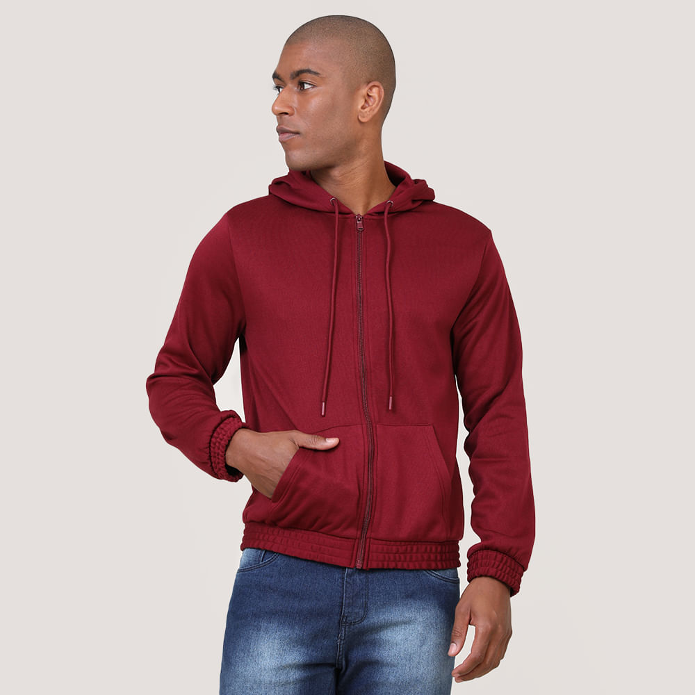 JAQUETA MOLETOM ABERTA C/ BOLSO CANGURU 210664CX-24A/C/D BORDO P