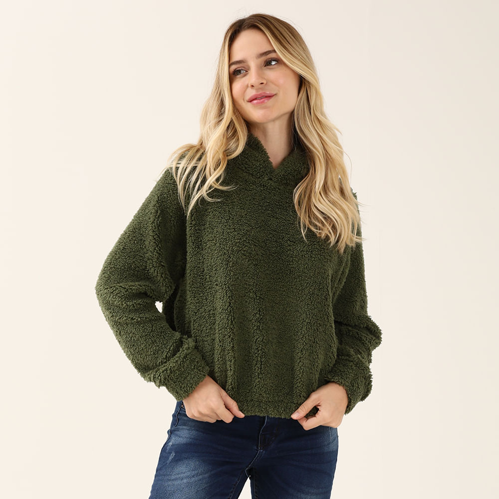 MOLETOM CROPPED CAPUZ PELO 703315 VERDE P