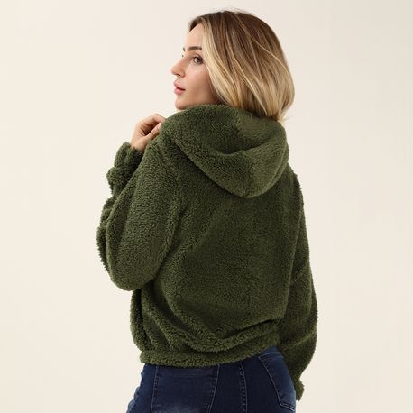 MOLETOM CROPPED CAPUZ PELO 703315 VERDE P