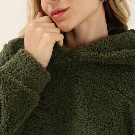 MOLETOM CROPPED CAPUZ PELO 703315 VERDE P