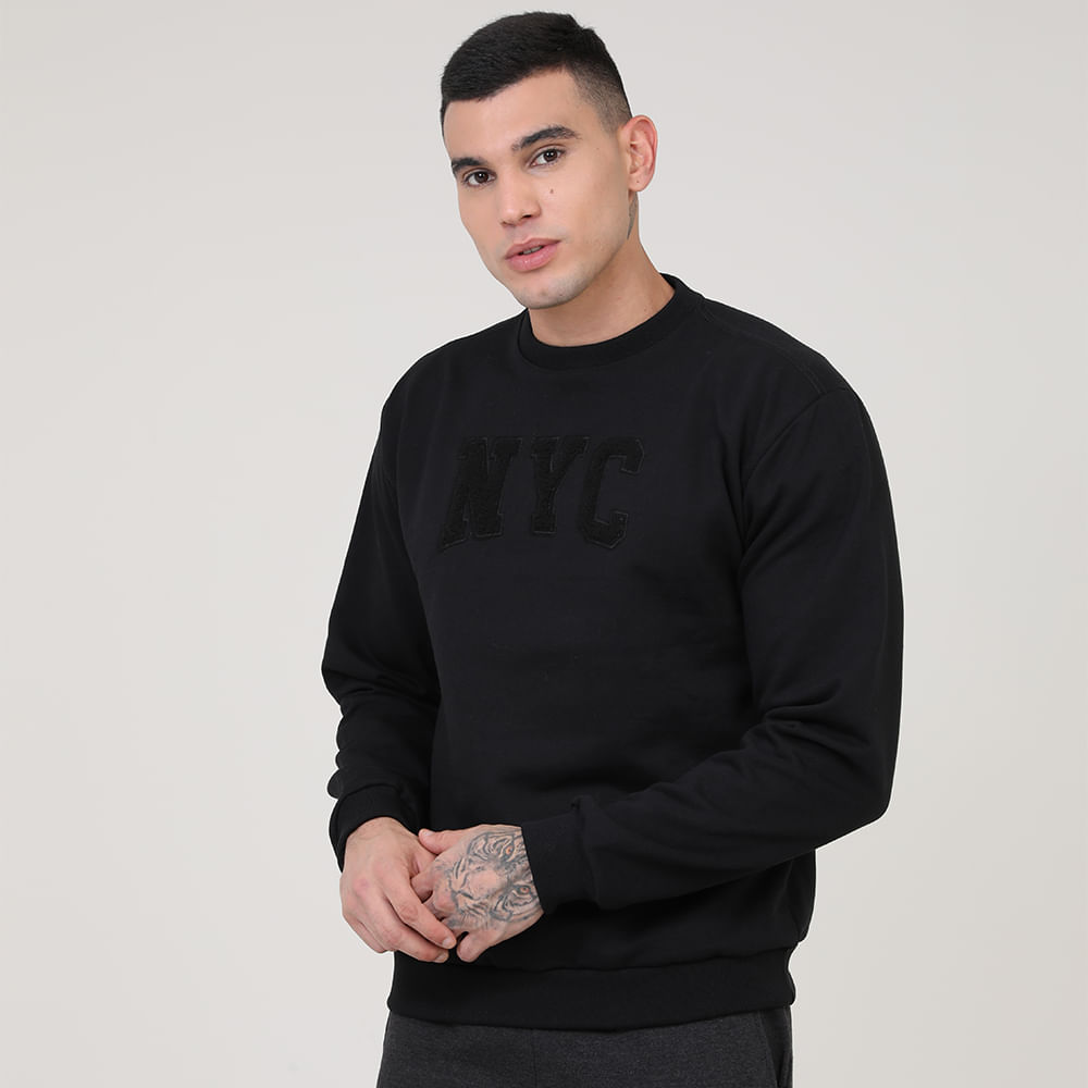 MOLETOM CARECA C/ APLIQUE DG-24757 PRETO P