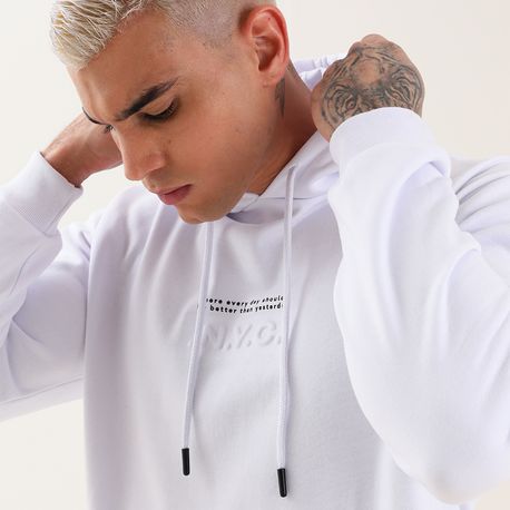 MOLETOM CANGURU C/ CAPUZ NYC DG-24777 BRANCO P