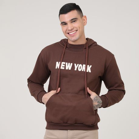 MOLETOM CANGURU C/ CAPUZ "NEW YORK" DG-24816 MARROM M