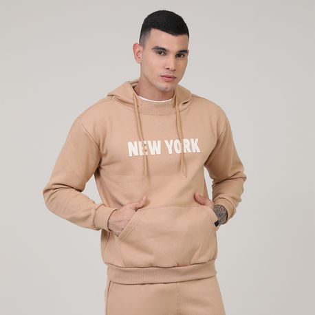 MOLETOM CANGURU C/ CAPUZ "NEW YORK" DG-24816 BEGE G