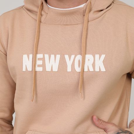 MOLETOM CANGURU C/ CAPUZ "NEW YORK" DG-24816 BEGE G