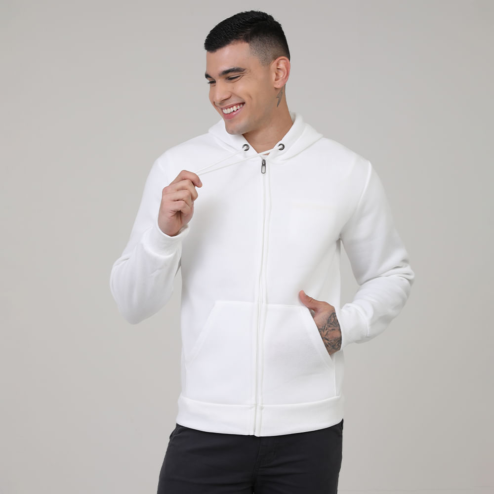 JAQUETA DE MOLETOM C/ CAPUZ MMBZ/MMFB400 BRANCO M