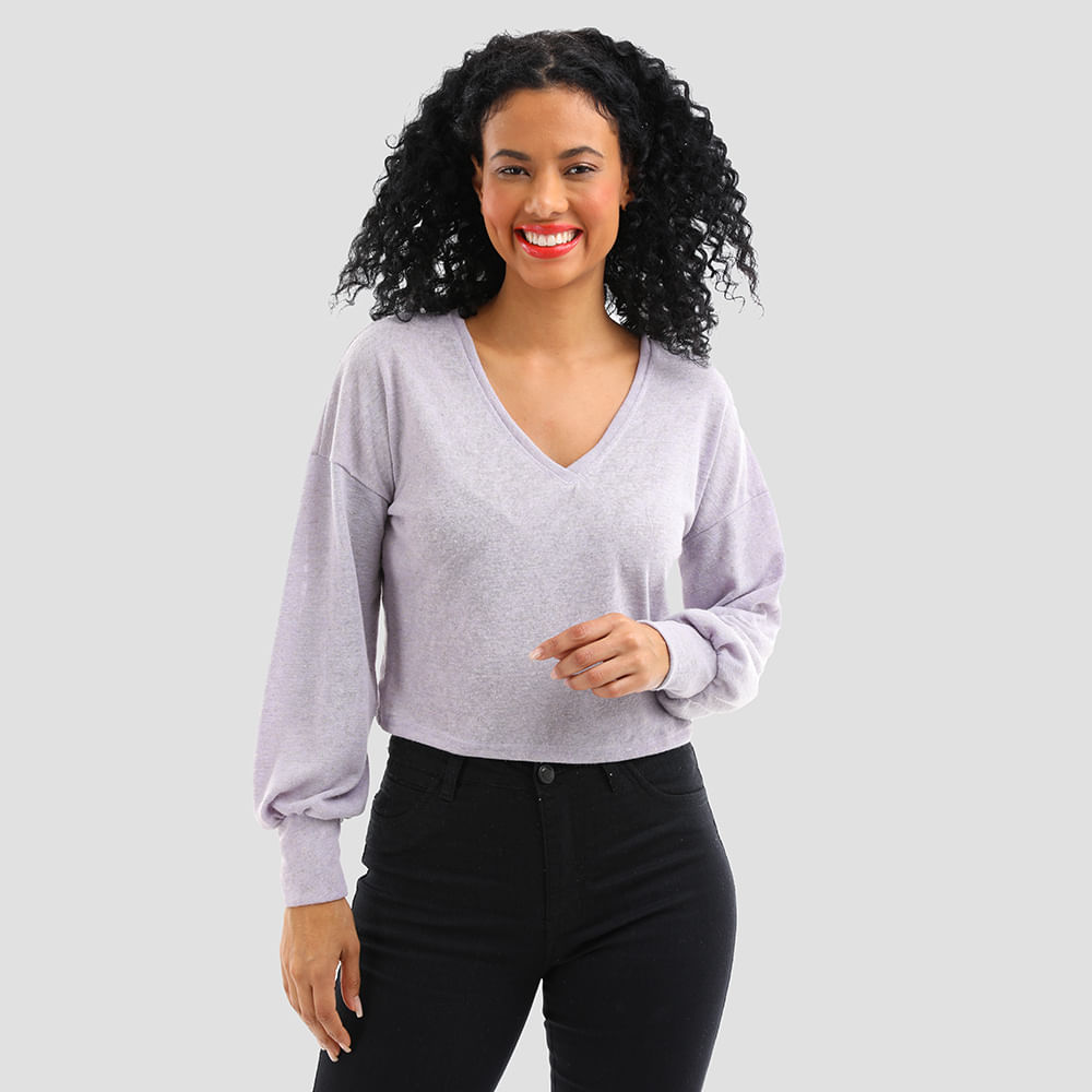 CROPPED ML PUNHO TRICOT 25215 LILAS M