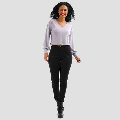 CROPPED ML PUNHO TRICOT 25215 LILAS M