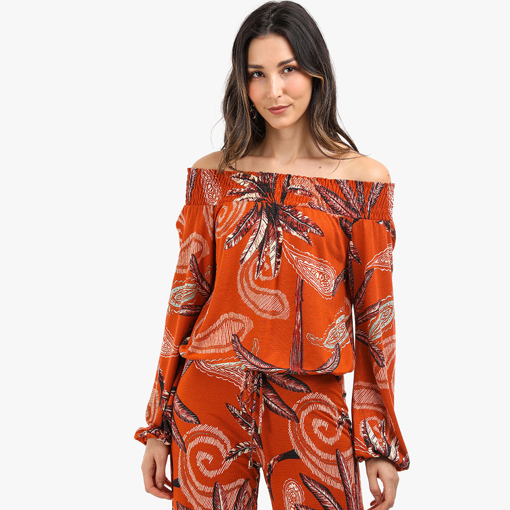 BLUSA ML CANOA LASTEX EST 102893 CARAMELO P