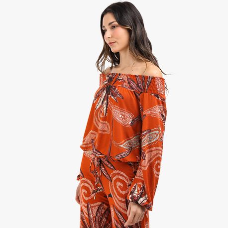 BLUSA ML CANOA LASTEX EST 102893 CARAMELO P