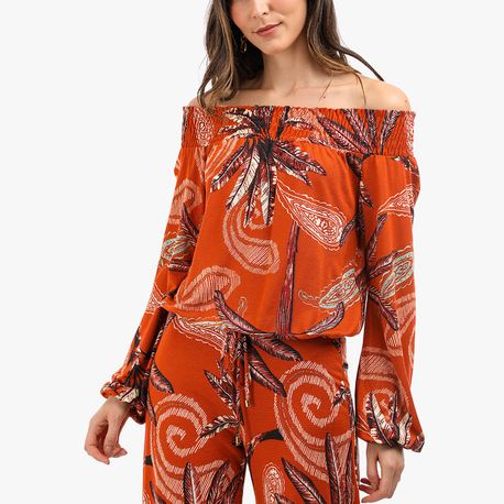 BLUSA ML CANOA LASTEX EST 102893 CARAMELO P