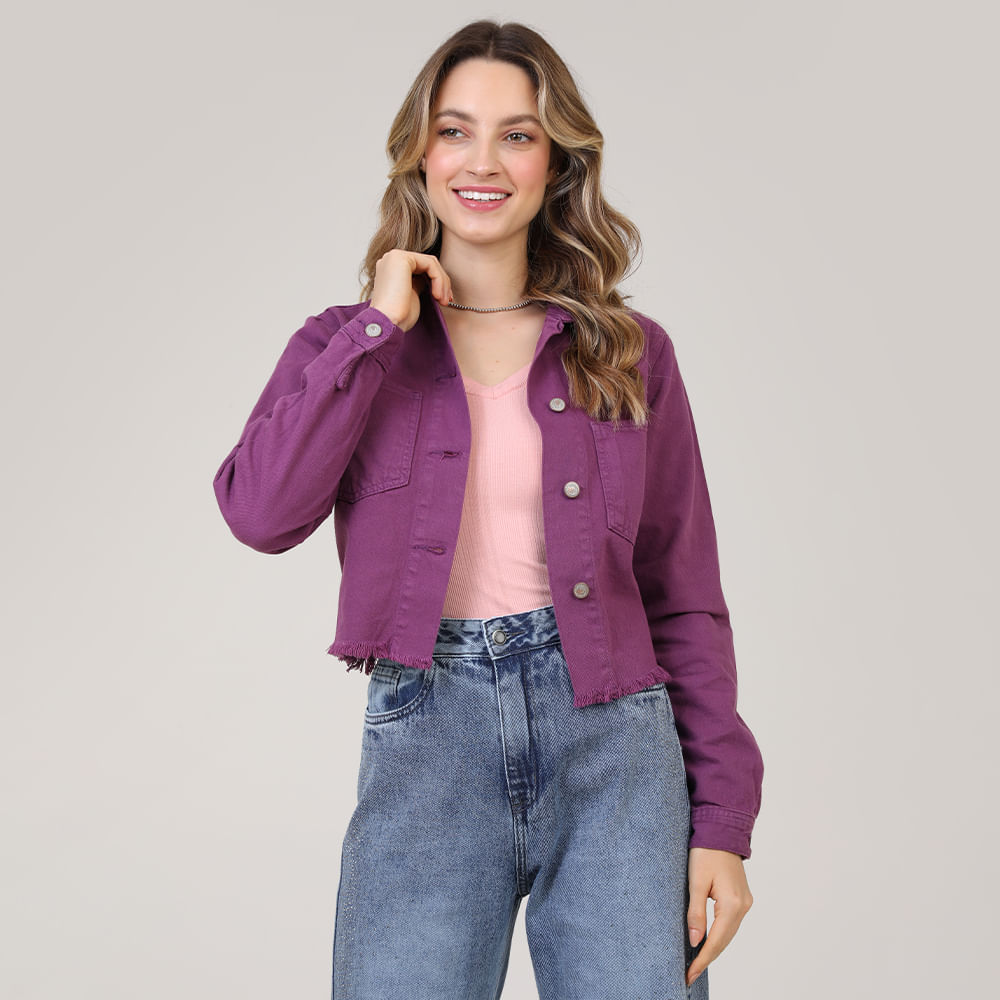 JAQUETA DE SARJA COLLOR BARRA DESFIADA 22266 ROXO P