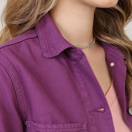 JAQUETA DE SARJA COLLOR BARRA DESFIADA 22266 ROXO P
