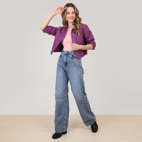 JAQUETA DE SARJA COLLOR BARRA DESFIADA 22266 ROXO P