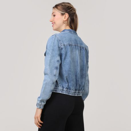 JAQUETA JEANS CURTA BOLSOS E ELAST V18-2065 JEANS CLARO P