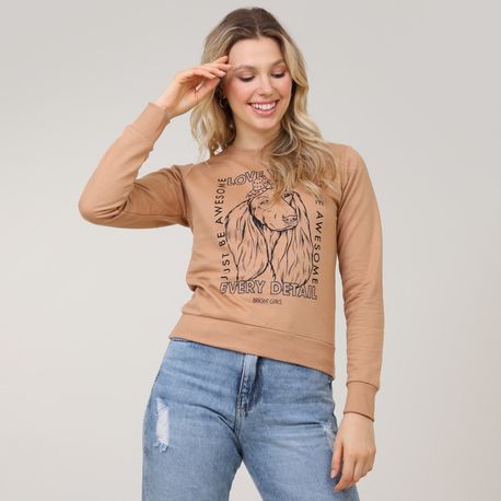 MOLETOM ESTAMPA DE CACHORRO B2652 CARAMELO P