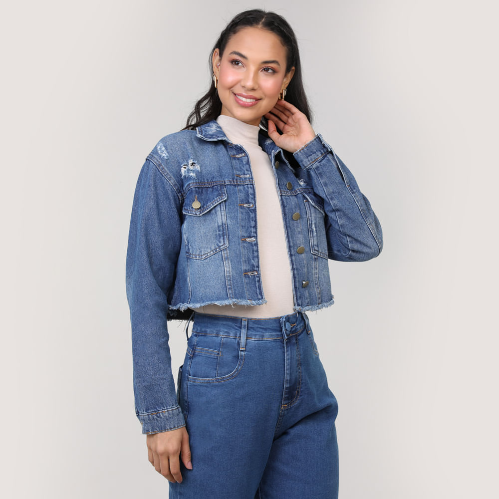 JAQUETA JEANS MED CURTA 271166 JEANS MEDIO G