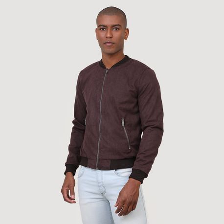 JAQUETA DE SUEDE ABERTA C/ ZIPER ESTILO BOMBER 210388CX-18B MARROM P