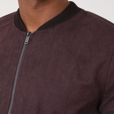 JAQUETA DE SUEDE ABERTA C/ ZIPER ESTILO BOMBER 210388CX-18B MARROM P