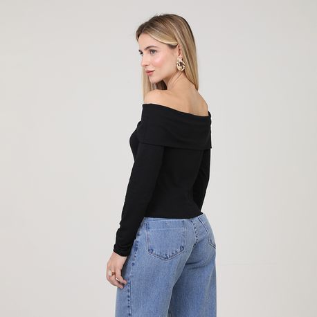 BLUSA COTTON ML CANOA 119312 PRETO P