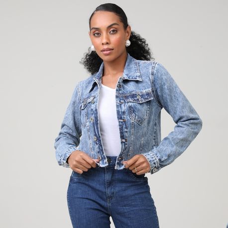 JAQUETA JEANS CLARO APLIQUE STRASS 40418 JEANS CLARO P