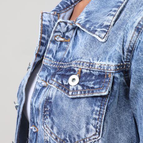 JAQUETA JEANS CLARO APLIQUE STRASS 40418 JEANS CLARO P