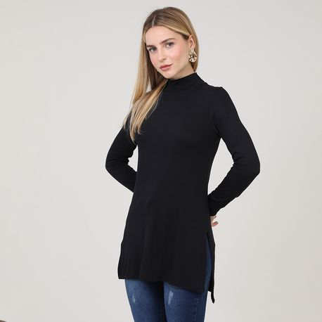 BLUSA ALONGADA GOLA ALTA 72993 PRETO M