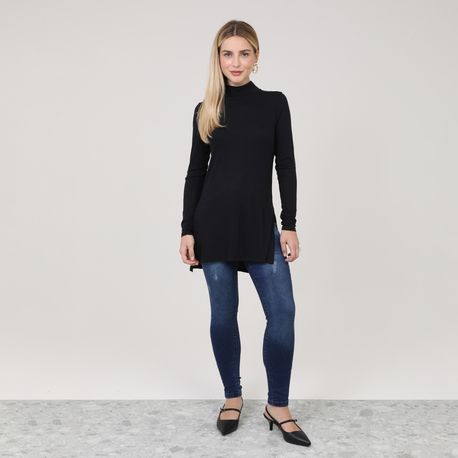 BLUSA ALONGADA GOLA ALTA 72993 PRETO M