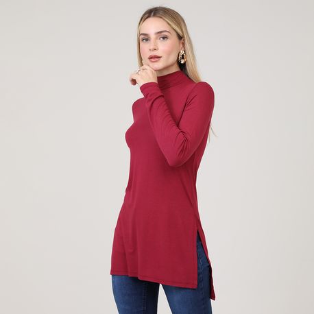 BLUSA ALONGADA GOLA ALTA 72993 VINHO M