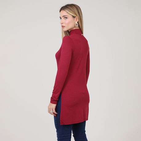 BLUSA ALONGADA GOLA ALTA 72993 VINHO M