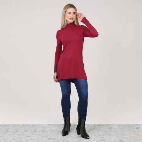 BLUSA ALONGADA GOLA ALTA 72993 VINHO M