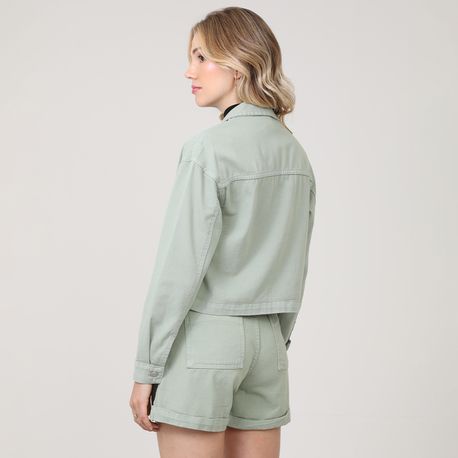 JAQUETA SARJA CROPPED BOLSOS FRT V18-2301 VERDE CLARO P