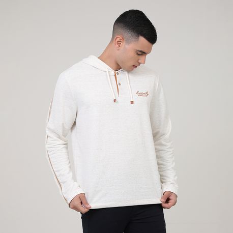 BLUSA DE MOLETINHO  C/ CAPUZ LINHO D00383 OFF WHITE P