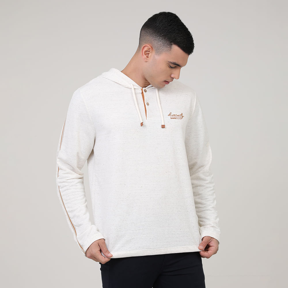 BLUSA DE MOLETINHO  C/ CAPUZ LINHO D00383 OFF WHITE P