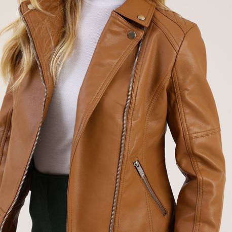 JAQUETA PU BIKER 640447 MARROM P