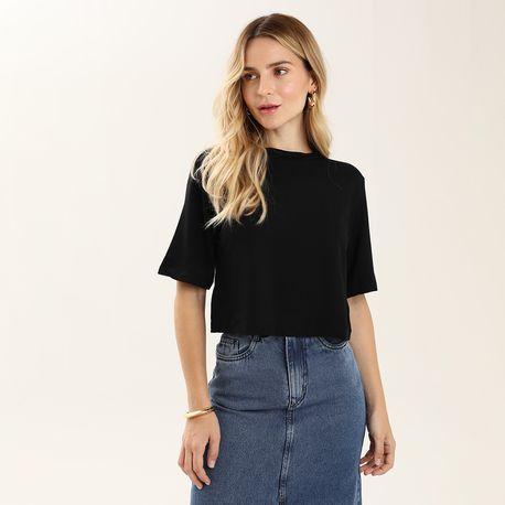 BLUSA CROPPED MC 447 PRETO P