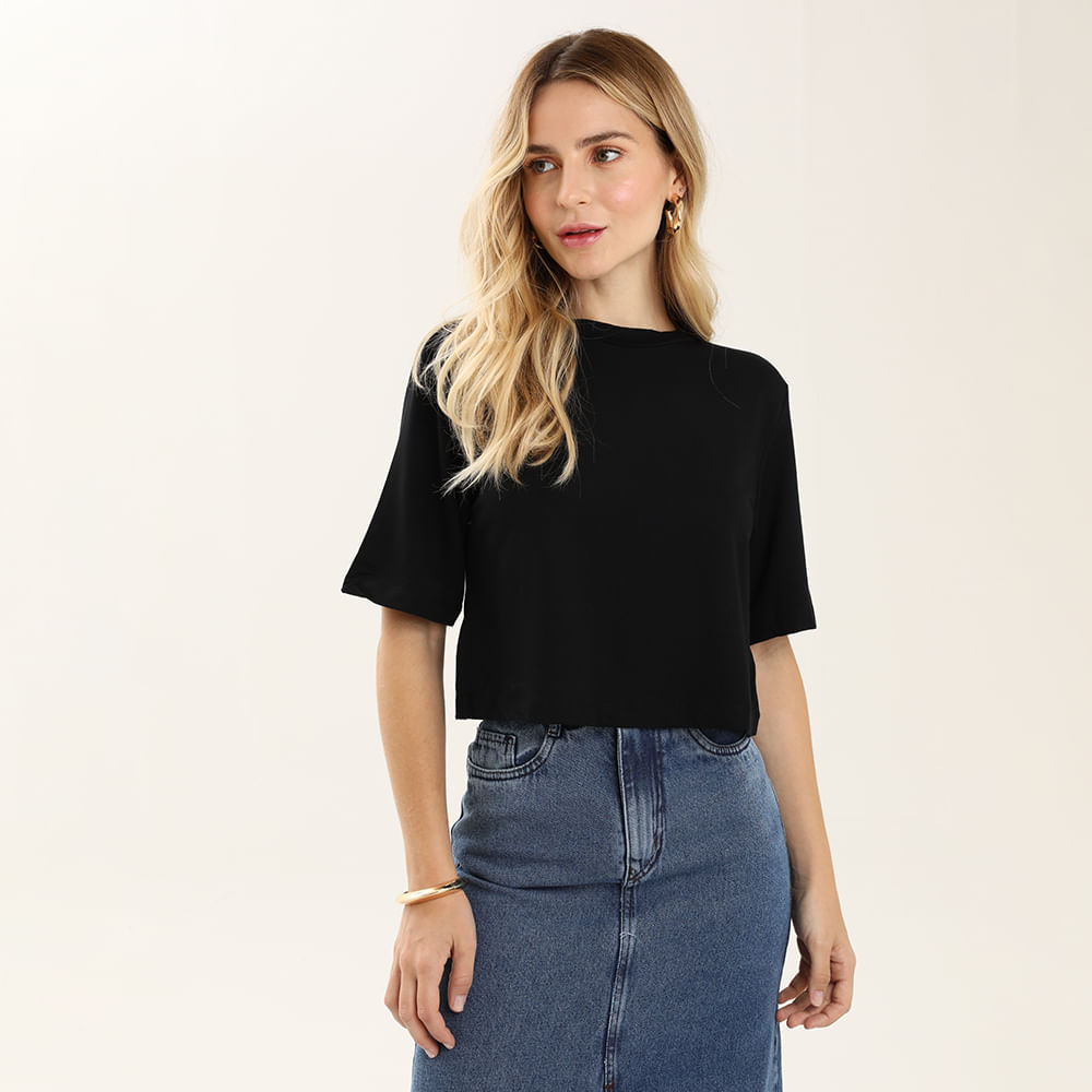 BLUSA CROPPED MC 447 PRETO P