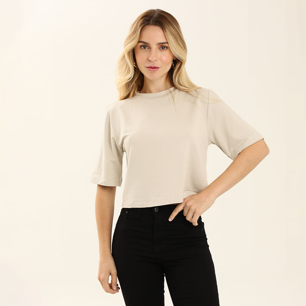 BLUSA CROPPED MC 447 BEGE M