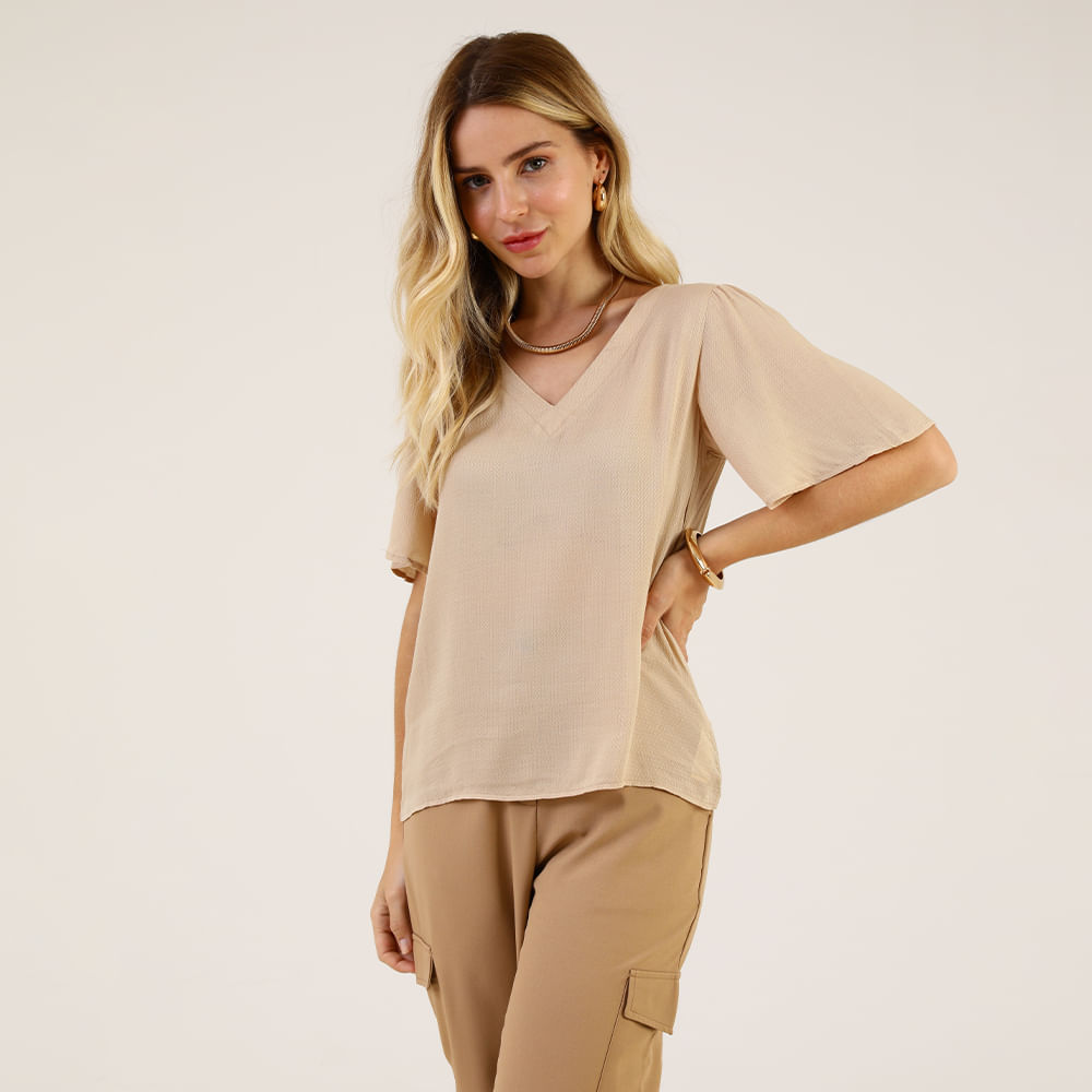 BLUSA MC MANGA AMPLA 410827 BEGE P